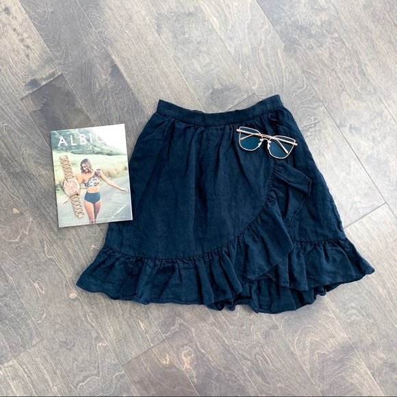 J. Crew Dresses & Skirts - J. Crew Navy Blue Wrap Ruffle Skirt